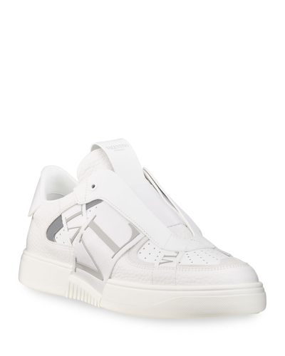 Valentino Men's Vl7 Web Logo Laceless Low-top Sneakers In White