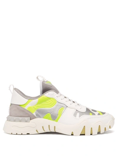 Valentino Rockrunner Plus Panelled Camouflage Trainers In White Pattern