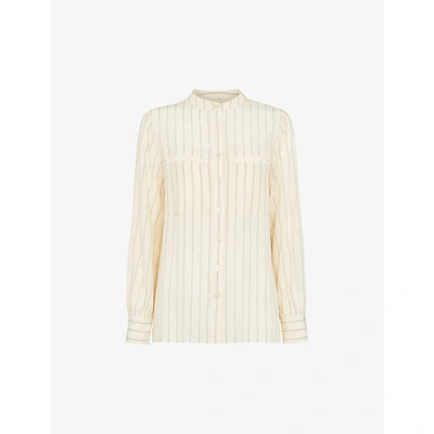 Whistles Womens Multi-coloured Oversized Stripe-print Silk Shirt 12 In Cream Multi