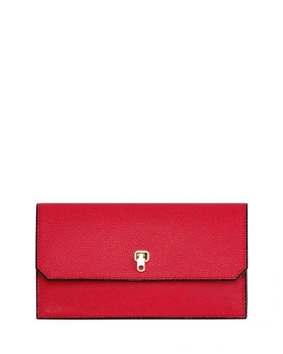 Valextra Medium Leather Flap-top Wallet In Red