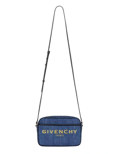 Givenchy Bond Shadow Logo Denim Camera Bag In Blue,yellow,grey