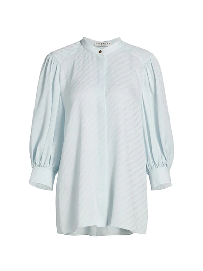Givenchy Chain Silk Jacquard Blouse In Light Blue