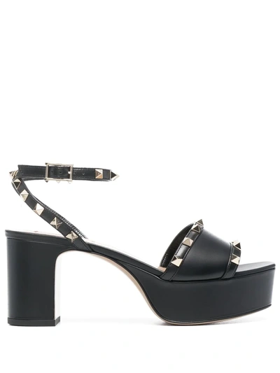 Valentino Garavani Women's Rockstud Ankle Strap Platform Sandals In Black
