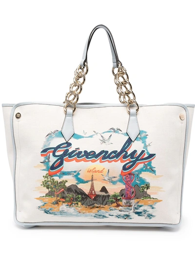 Givenchy Bond Island-print Medium Canvas Tote Bag In Cream
