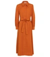 Tory Burch Artist Belted Cotton Shirt Dress In Orange