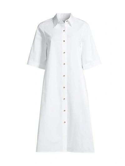Lafayette 148 Plus-size Sedwick Shirtdress In Italian Sculpted Kindcotton In White
