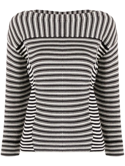 Chloé Mariniere Striped Knit Pullover Top In White