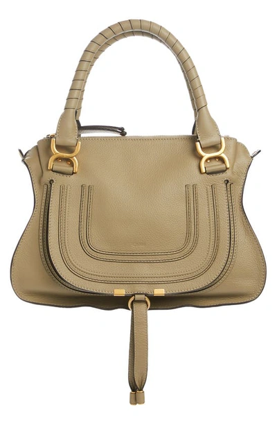 Chloé Medium Marcie Calfskin Leather Satchel In Pottery Green