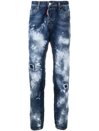 Dsquared2 Paint Job Cool Guy Acid Wash Distressed Jeans In Blue