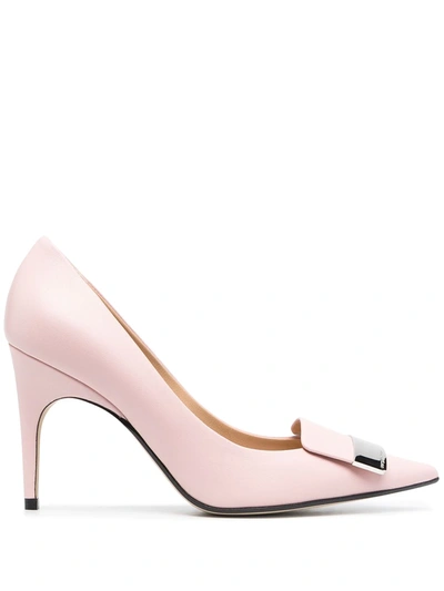 Sergio Rossi Sr1 Logo-plaque Leather Pumps In Pink