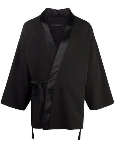 Alchemy Wrap-around Cotton-blend Kimono In Black