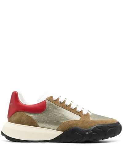 Alexander Mcqueen Multicoloured Court Panelled Sneakers In Gold
