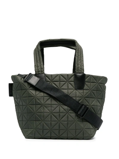 Veecollective Vee Tote' Geometric Panel Recycled Nylon Medium Tote In Green