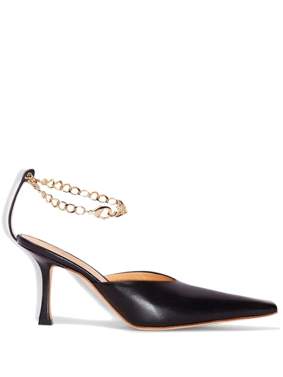 A.w.a.k.e. Lucrezia' Chain Anklet Leather Pumps In Black