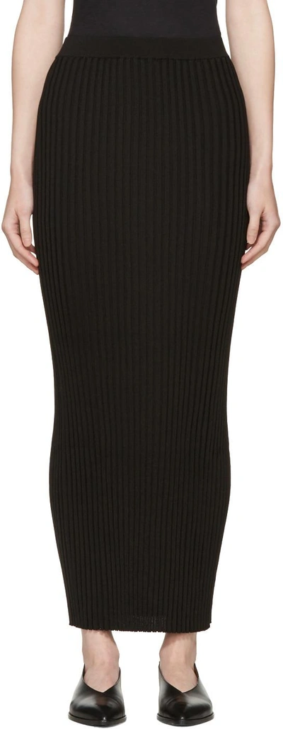 Rosetta Getty Black Ribbed Long Skirt