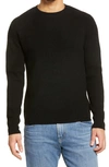 Schott Ribbed Wool Crewneck Sweater In Black