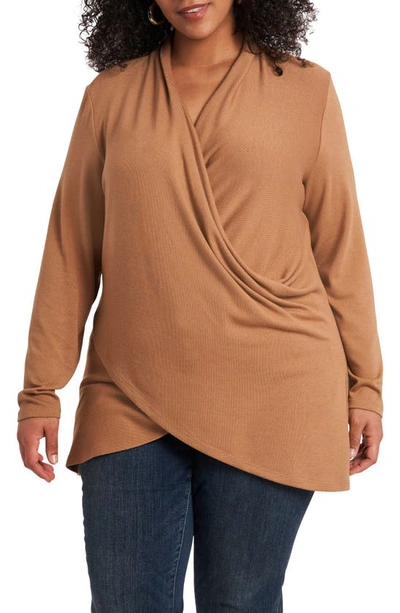 1.state Cross Front Knit Top In Wild Oak