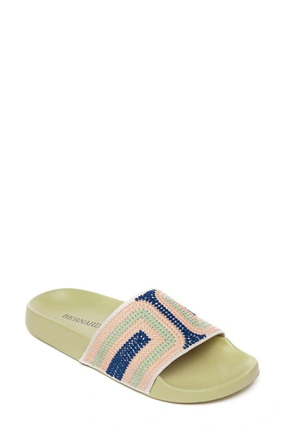 Bernardo Embroidered Flat Slide Pool Sandals In Mint Multi