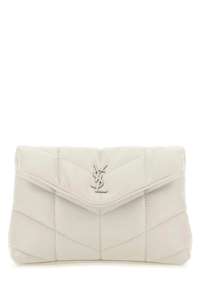 Saint Laurent Loulou Puffer Small Pouch In White
