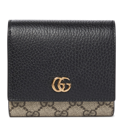 Gucci Gg Marmont Leather Wallet In 1283 Black/beige Ebo