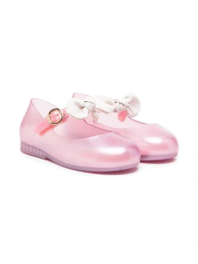Mini Melissa Kids' Sweet Love Princess Bow Ballerina Shoes In Pink