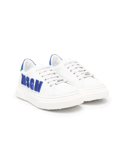 Msgm Teen Logo-embroidered Low-top Trainers In Unico