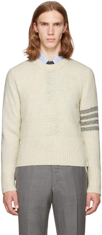 Thom Browne White Classic Mohair Crewneck Pullover