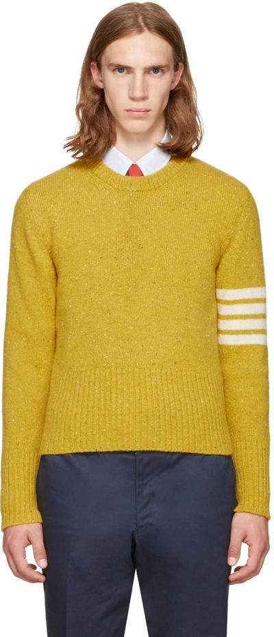 Thom Browne Yellow Classic Mohair Crewneck Pullover