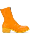 Guidi Front Zipped Boots In Yellow & Orange