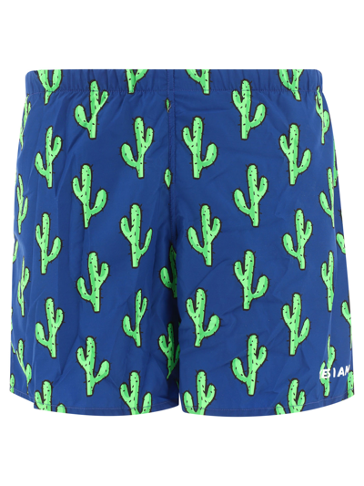 Yes I Am Blue Polyester Cactus Swim Trunks
