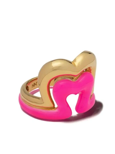 Nevernot Women's Ready 2 Burst 18k Yellow Gold Enameled Ring In 18k Gold And Neon Pink