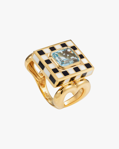 Nevernot 18k Yellow Gold Let's Play Chess Ring In Multicolor