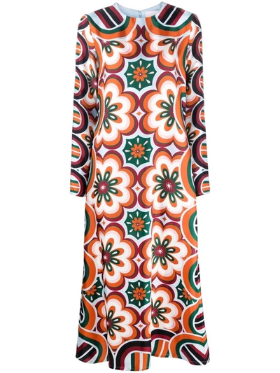 La Doublej Long Sleeve Swing Dress (placed) In Ciccio Arancio