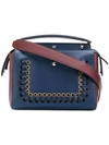 Fendi Dotcom Bi-colour Whipstitch Leather Bag In Blue