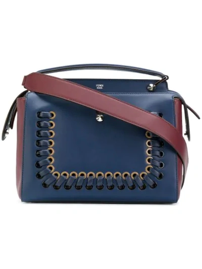 Fendi Dotcom Bi-colour Whipstitch Leather Bag In Blue
