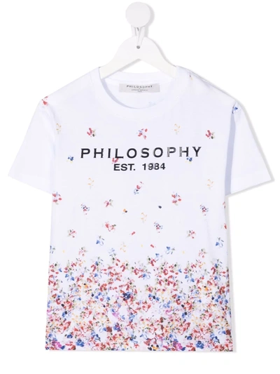 Philosophy Di Lorenzo Serafini Teen Floral-print Logo T-shirt In White