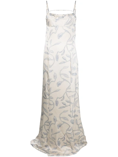 Jacquemus Le Novio Leaf-print Maxi Dress In White