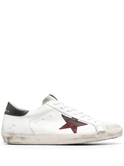 Golden Goose Men's Super Star Leather/glitter Low-top Sneakers In White/black/brown