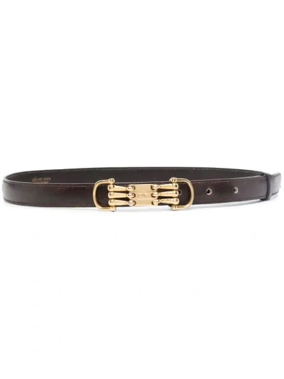 Pre-owned Celine  Horsebit Detail Belt In Brown