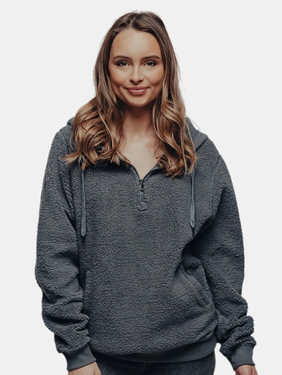 The Normal Brand Women's Henry Half Zip Hoodie In Grey
