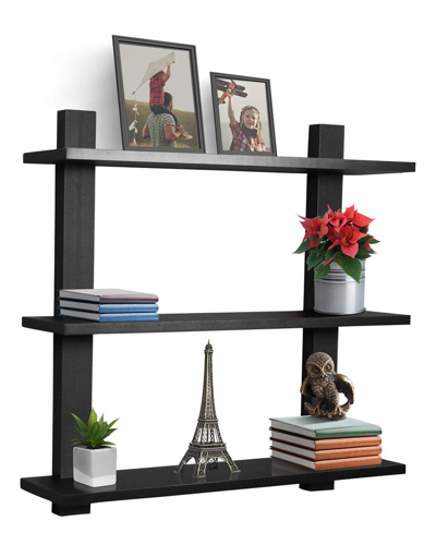 Sorbus Black 3-tier Floating Shelf In Nocolor