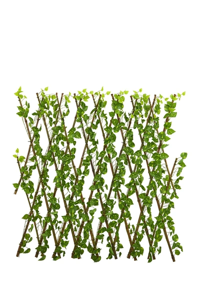 Nearly Natural 47" Pothos Expandable Fence Uv Resistant & Waterproof In Green