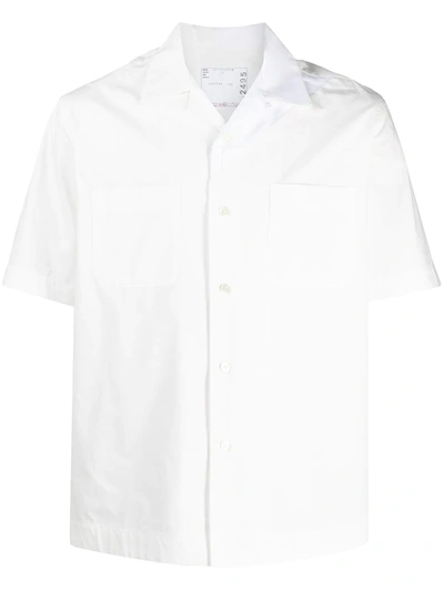 Sacai Cotton Poplin Short-sleeved Shirt In White