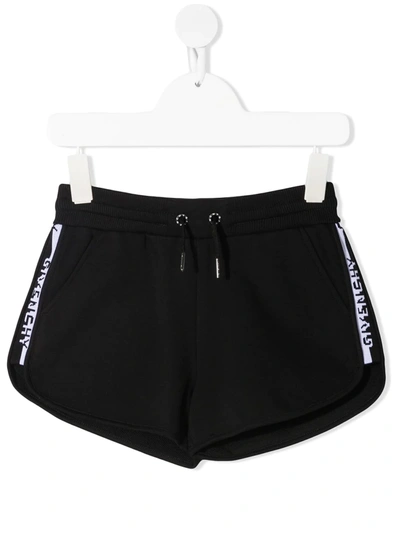 Givenchy Teen Logo Band Track Shorts In Black