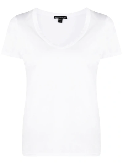 James Perse Deep V-neck T-shirt In White