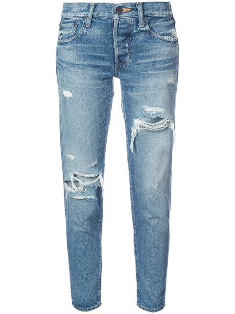 Moussy Distressed Cropped Jeans | ModeSens