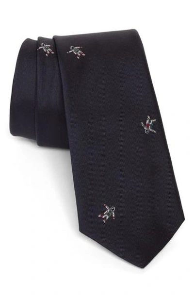 Paul Smith Embroidered Astronaut Silk Tie In Black