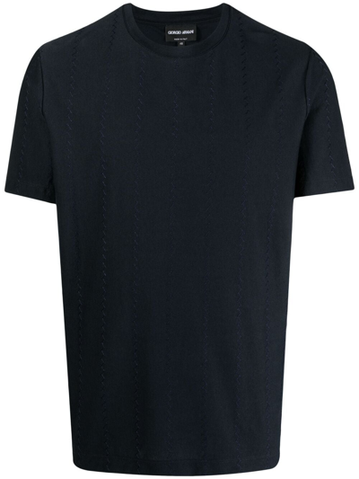 Giorgio Armani Signature Logo-print Cotton T-shirt In Blue