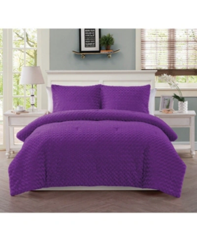 Vcny Home Plush 3 Piece Comforter Set, Full Bedding In Purple