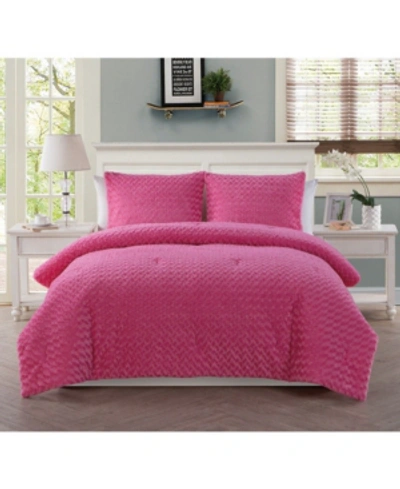 Vcny Home Plush 3 Piece Comforter Set, Full Bedding In Pink